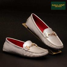 Gallant Gears Silver Leather Loafers For Women - ( 901-7 )