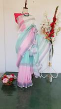 Beautiful Smooth Multi-color Designer Linen Saree