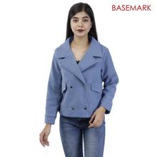 BASEMARK Blue Solid Jacket For Women (014-219)