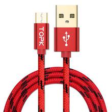 TOPK Micro USB Cable 2.4A Fast Data Sync Charging Cable For Samsung Huawei Xiaomi LG Andriod Microusb Mobile Phone Cables