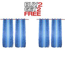 Curtains Buy 2 Get 1 Free [4pcs] [Polca Dots Design] -Blue