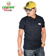 Virjeans Black Polo Neck T-shirt for Men (VJC 690)
