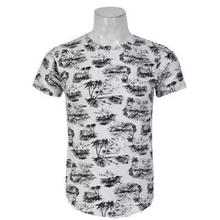 White/Black Coconut Tree Printed T-Shirt For Men