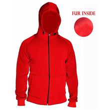 Trendy winter full zip fur jacket for Men - Red