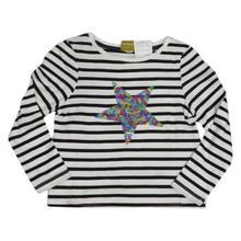 Black/White 100% Cotton Striped T-shirt For Girls - CTP6081