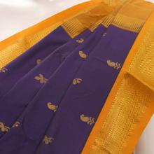 Purple Silk Saree With Golden Border