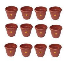 Gem Brown Plastic 8" Diameter Flower Pot - 8000 - Small - 12 Pcs. Set