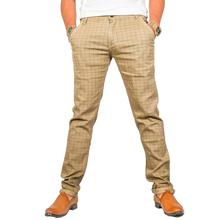 Virjeans Stretchable Cotton Check Chinos Pant for Men (VJC 712) Cream