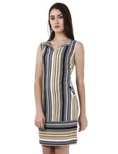 Pkshee  Red Striped Rayon Dress For Women