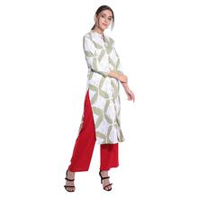 Paislei light green kurti with Green And white block print