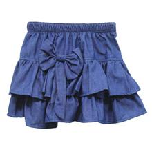 Black Cat Blue Denim Made Layered Skirt For Girls - 17001053