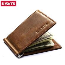 KAVIS Slim Brand Men Women Genuine Leather Bifold Male Purse