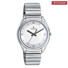 Titan 1578SM01 Silver Strap White Dial Watch For Men- Silver