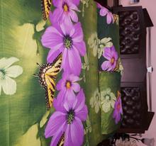Purple Flower Print King Size Bedsheet With Pillow Cover