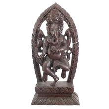 Brown Wooden Dancing Ganesha Statue