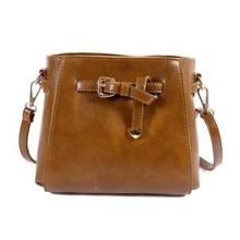  Brown Women PU Leather Shoulder Crossbody Bag Barrel Bag With Arrow Belt (41001398)