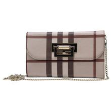 Brown/Red Check Print Clutch Bag