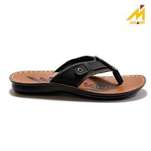 Milano Black V-Strap Slip On Sandals For Men - 1609-09