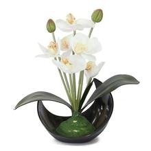 Black Plain Ceramic Vase With Artificial Flower