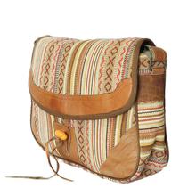 Cotton and Leather Shoulder Multi Color Travel Messenger Bag