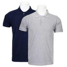 Pack Of 2 100% Cotton Polo T-Shirt For Men - Navy Blue/Grey