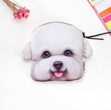 3D Bichon Dog Zippered Coin Pouch Wallet