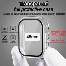 45mm Case with Tempered Glass Screen Protector, 360 Full Hard For Apple Watch -Transparent