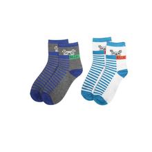 Combo Of 3 Pair Printed Socks For Kids -Blue/Grey