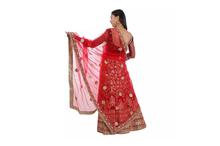 Embroidered Lehenga With Unstitched Blouse Set For Women-Maroon/Pink