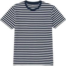 Lycra Round Neck  T-shirt for Men  Multicolored (White-Navy Blue) Stripe Tshirt