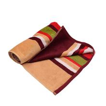 Velle Stripe JR. 60 x 120cm Bath Towel (Dark Maroon with Colorful Stripes)