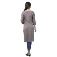 Grey Solid Front Buttoned Cotton Kurti For Women