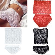 2Pcs Sexy Women Lady Wrap Chest Lace Underpants Pajamas Sexy Lingerie Tube Tops