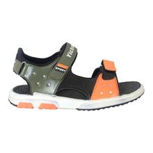 Grey/Orange Velcro Strap Sandals For Boys