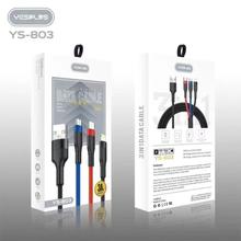 YESPLUS YS-803 3 in 1 USB Data Cable / High Speed 3A Fast Charging,  Durable Safe Speedy Stability , 1.2 Meter length