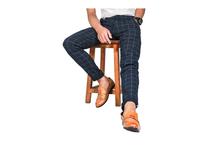 Virjeans Stretchable Cotton Check Blue Chinos Pant for Men (VJC 714)