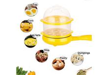 Double Layer 2 in 1 Egg Boiler With Non-Stick Electric Frying Pan - Egg Cooker (14 Eggs)