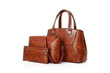 Vintage PU Leather 3 Pieces Bag Sets Handbag Sets for Women-Brown (41001636)