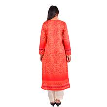 Paislei Orange digital prited Kurti with gold patterns For Women - AW-1920-91