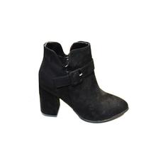Black Pointed Toe Sequin Heel Boot For Women