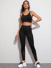 Contrast Mesh Solid Sports Leggings