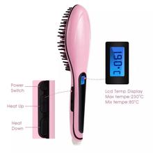 Pink Fast Hair Straightener Brush Comb