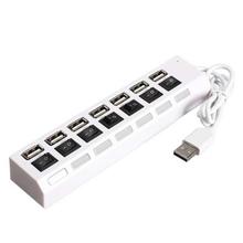 7 Ports USB 2.0 Hub For Data Transfer & Multi-Mobile Charging Adaptor With Indicator - White