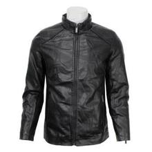 Black Single Zipper Faux Leather Jacket