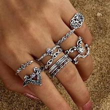 Shining Diva Fashion Oxidized Silver Ring for Women (Set