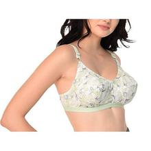 Glus Green Printed Full Coverage, 100% Pure Cotton, Full Cup Bra