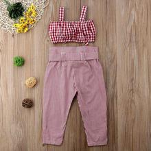 Toddler Kids Baby Girl Clothes Set Summer Sleeveless Plaid