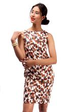 Bella Jones Sleeve-less Printed Pencil Dress – Pattern Design Black and Brown