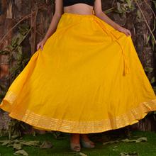 Paislei yellow skirt with gota at bottom For Women -NV-3009