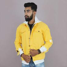 Yellow Hooded Denim Jeans Jacket For Men By Nyptra